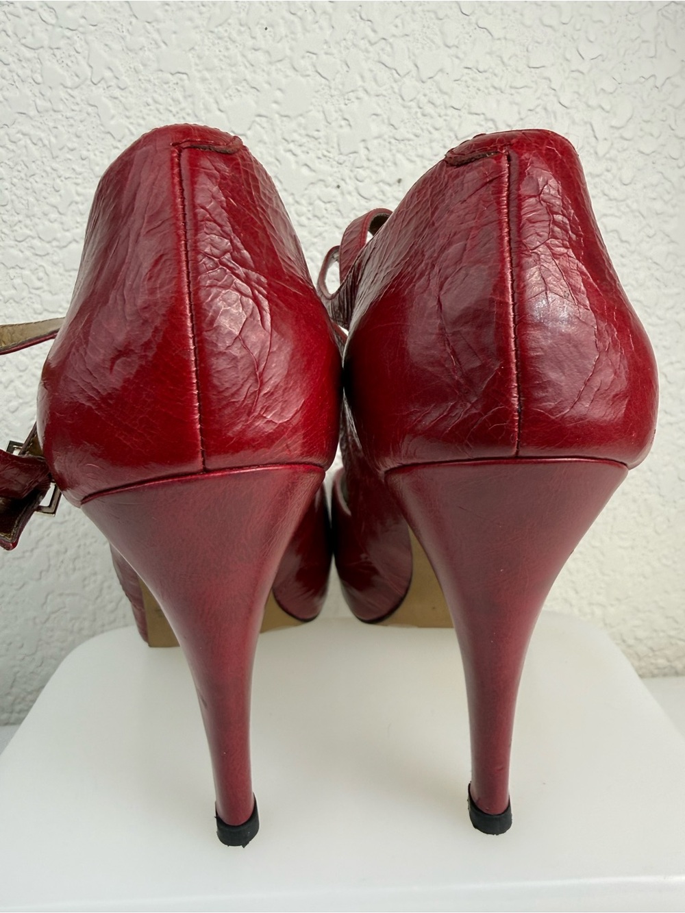 Jessica Simpson | Amona | Red Leather Platform Heels | 9B - Picture 6 of 14